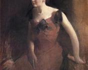 穿红色裙子的女人 - 约翰·怀特·亚历山大